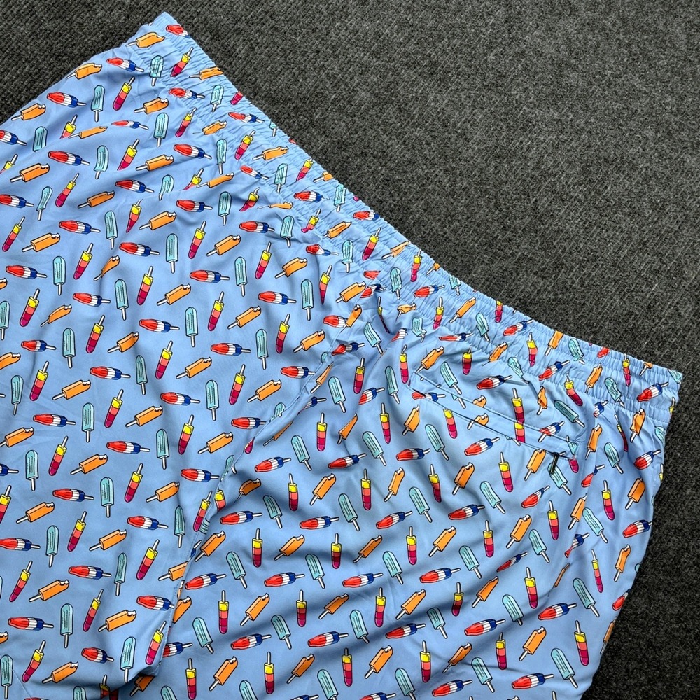 Caribbean Swimwear Mens 3XB Blue Popsicle Print Swim Trunks Shorts Summer Y2K